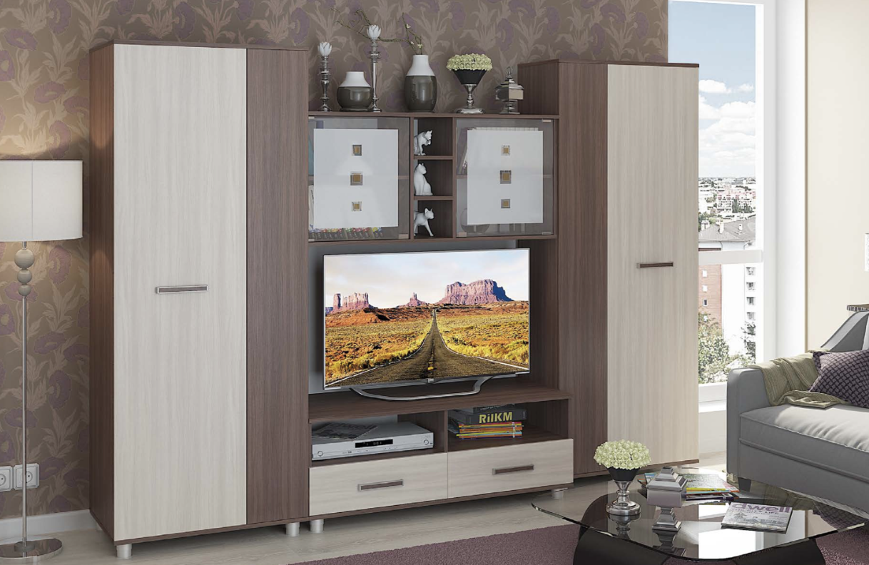 Гостиная Валерия-7 (Ш-2700 x В-1930 x Г-480 мм)/Разные Цвета