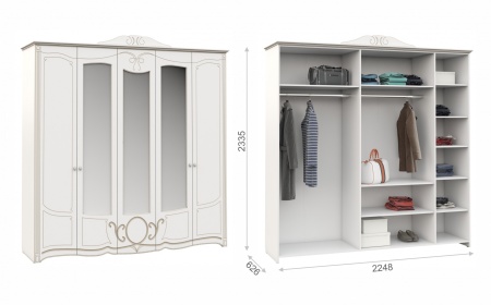 Спальный Гарнитур Барбара Белый/Патина Золото