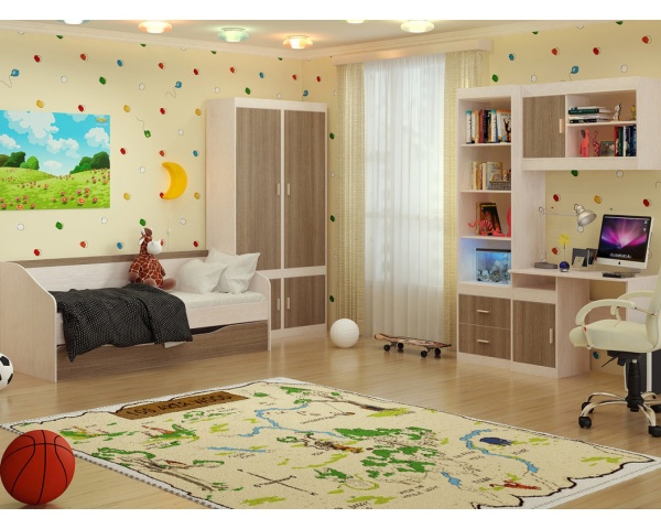 Детский Гарнитур Пьер Дуб Атланта/Ясень Шимо-Вариант №3