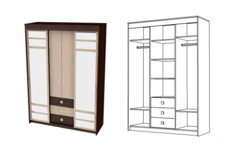 Шкаф-Купе Юнеско-1 (Ш-1600 × В-2270 × Г-600 мм/Разные Цвета