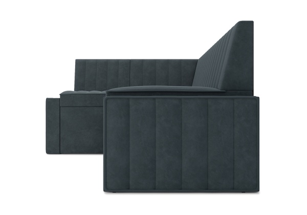 Кухонный угловой диван дельфин Вермут велюр серо-синий